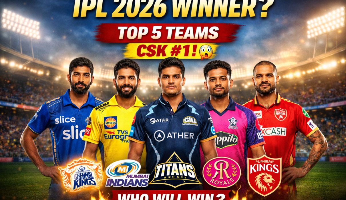 IPL 2026 winner prediction top 5 teams CSK MI GT RR PBKS players featured image