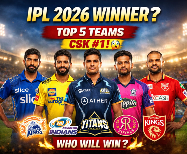 IPL 2026 winner prediction top 5 teams CSK MI GT RR PBKS players featured image